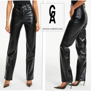 NEW Good American 90’s Style Better than Leather High Waist Straight Leg Pants 6